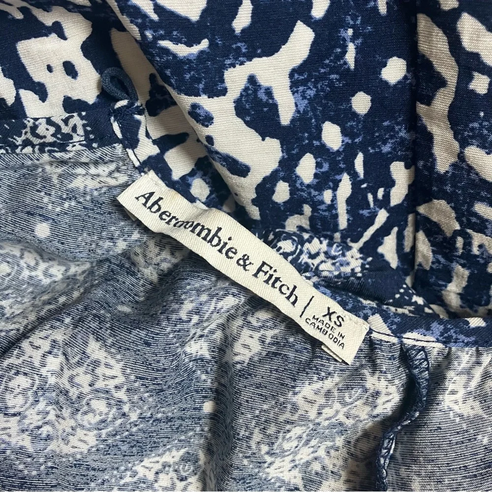 Abercrombie & Fitch Blue Long-Sleeve Plunge Cutout Maxi Dress size XS